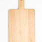 Small wood charcuterie board, made of light blonde Maple, with a timeless rectangular shape and a straight handle.