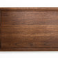Extra large wood cutting board, made of dark Walnut, with a juice groove and side handles.